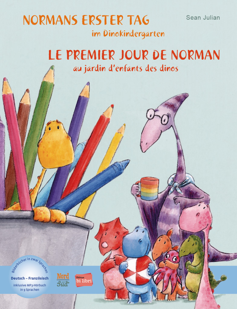 Normans erster Tag im Dinokindergarten, Kinderbuch Deutsch-Französisch mit MP3-Hörbuch zum Herunterladen, ISBN 978-3-19-639620-1