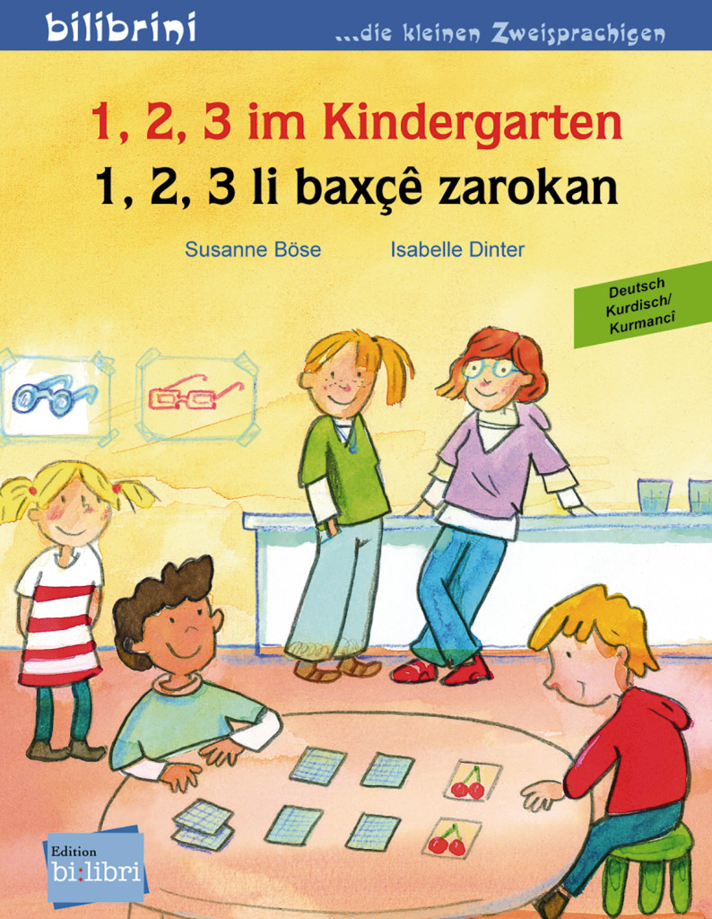 1, 2, 3 im Kindergarten, Kinderbuch Deutsch-Kurdisch/Kurmancî, ISBN 978-3-19-709595-0