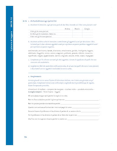 Arbeitsbuch Unità 12: Il piacere di leggere