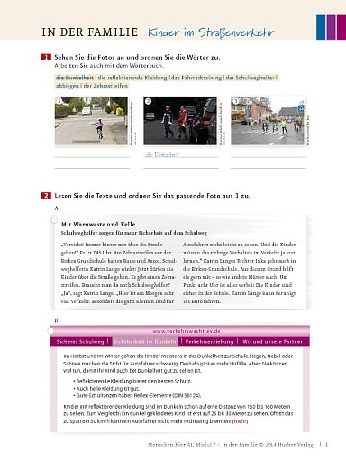 In der Familie: Kinder im Straßenverkehr – Arbeitsblatt (Modul 7)