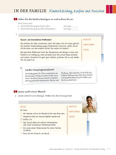 In der Familie: Kinderkleidung kaufen und tauschen – Arbeitsblatt (Modul 8)