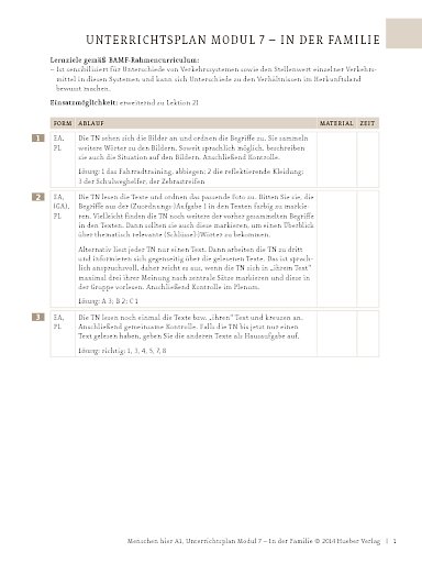 In der Familie: Kinder im Straßenverkehr – Unterrichtsplan (Modul 7)