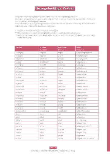 Liste unregelmäßiger Verben