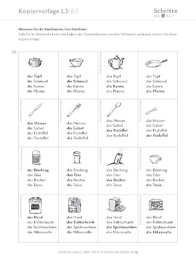 Kopiervorlage, Lektion 3, B3