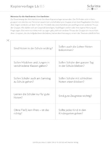 Kopiervorlage, Lektion 6, B3