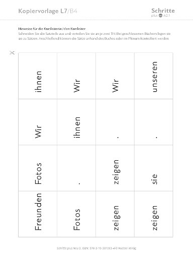 Kopiervorlage, Lektion 7, B4