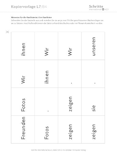 Kopiervorlage, Lektion 7, B4