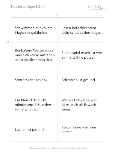 Kopiervorlage, Lektion 3, E3