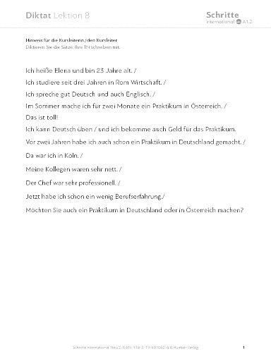 Lektion 08, Diktat