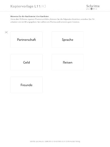 Kopiervorlage, Lektion 11, A3