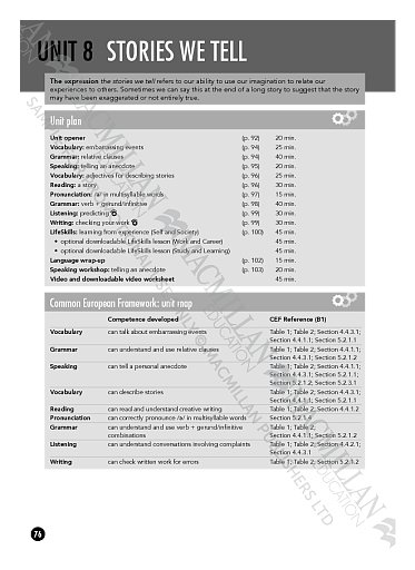 Teacher's Book, Unit 8: Stories we tell