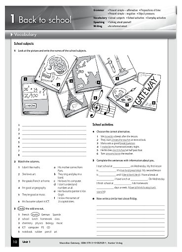 Workbook, Unit 1: Back to school