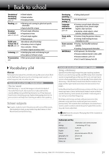 Teacher's Book, Unit 1: Back to school