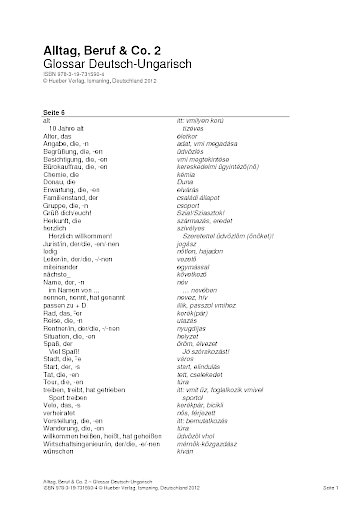 Alltag, Beruf & Co. 2 német-magyar szószedet 
