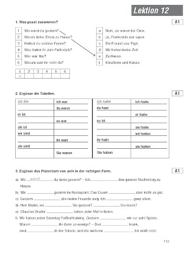 Test (Lektion 12, Arbeitsbuch)