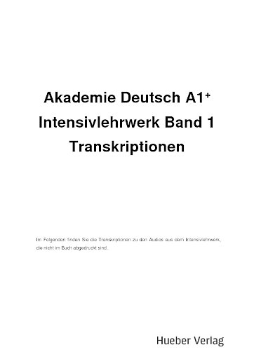 Transkriptionen Intensivlehrwerk