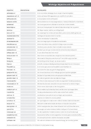 Lernliste 07 – Adjektive mit Präpositionen