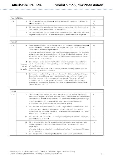 Unterrichtsplan – Zwischenstation