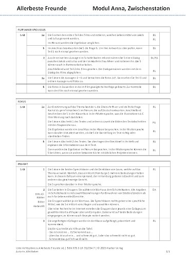 Unterrichtsplan – Zwischenstation