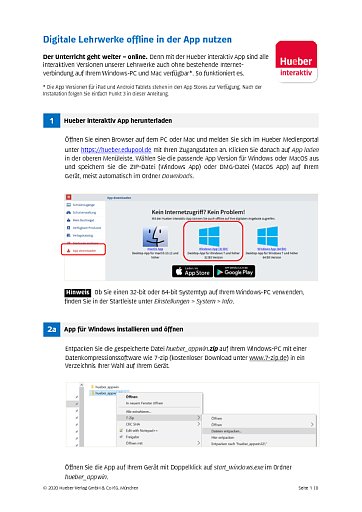 App Hueber interaktiv – Installation und erste Schritte