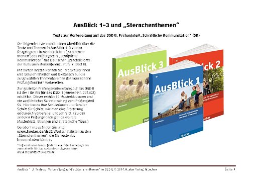 Liste geeigneter Texte in AusBlick 1-3