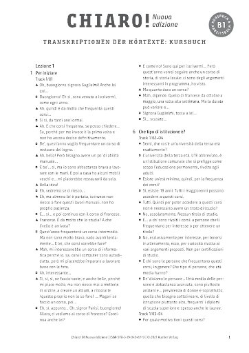 Transkriptionen der Hörtexte – Kurs- und Arbeitsbuch