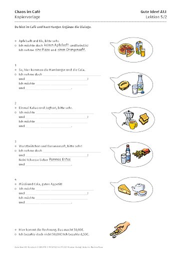 Kopiervorlage: Chaos im Café