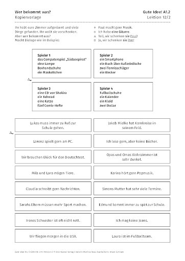 Kopiervorlage: Wer bekommt was?