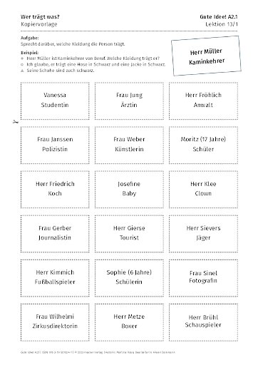 Kopiervorlage: Wer trägt was?
