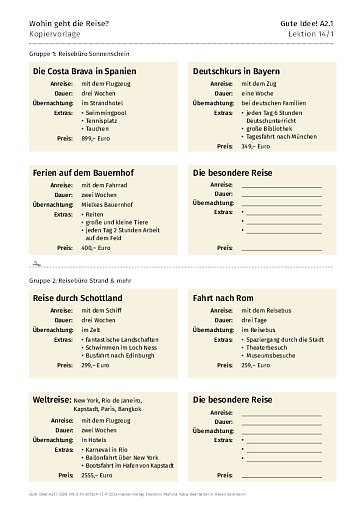 Kopiervorlage: Wohin geht die Reise?