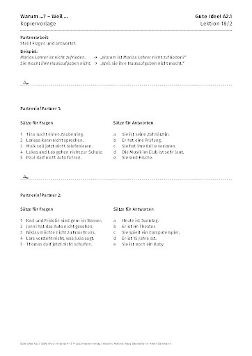 Kopiervorlage: Warum ...? Weil ...