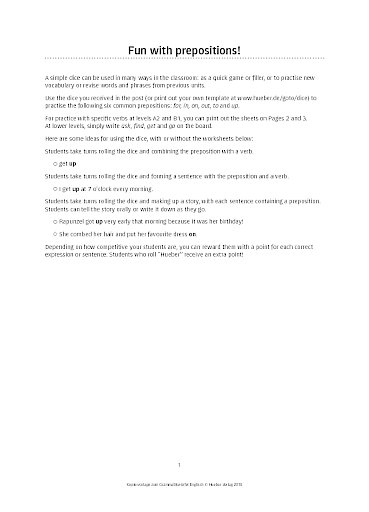 Grammatikwürfel - Kopiervorlagen