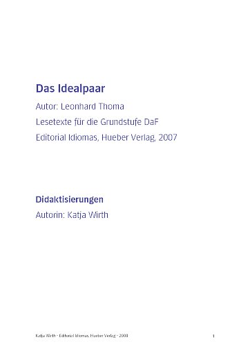 Didaktisierung: Das Idealpaar