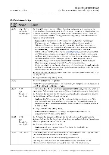 Unterrichtsplan, Fit fürs Szenario & Szenario 2