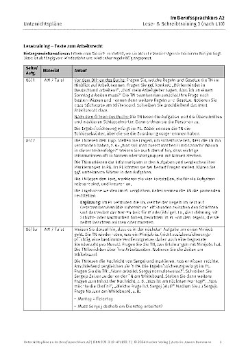 Unterrichtsplan, Lese- & Schreibtraining 3