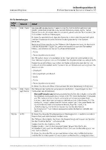 Unterrichtsplan, Fit fürs Szenario & Szenario 3