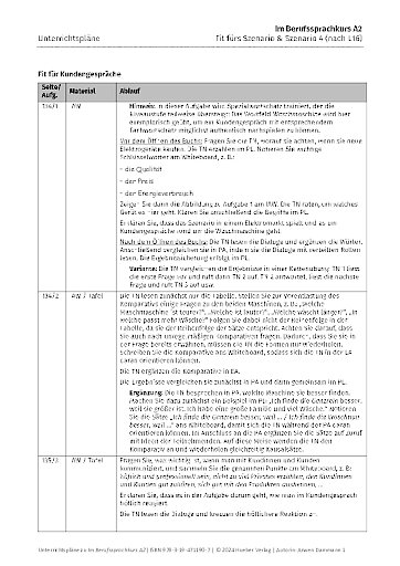 Unterrichtsplan, Fit fürs Szenario & Szenario 4