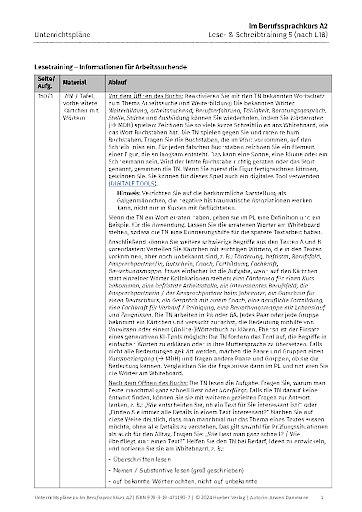 Unterrichtsplan, Lese- & Schreibtraining 5