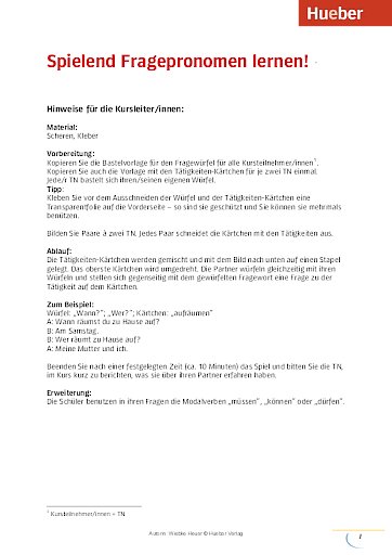 Spielend Fragepronomen lernen (1) 