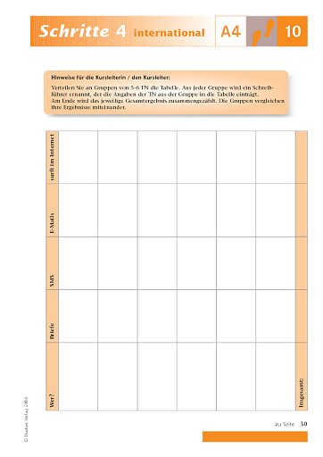 Kopiervorlage zu Lektion 10, A4