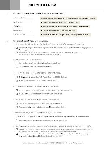 Kopiervorlage zu Lektion 12, C2