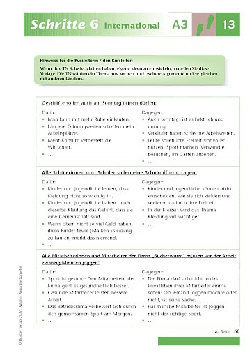 Kopiervorlage zu Lektion 13, A3