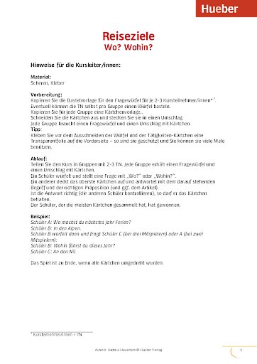 Wo? Wohin? Reiseziele