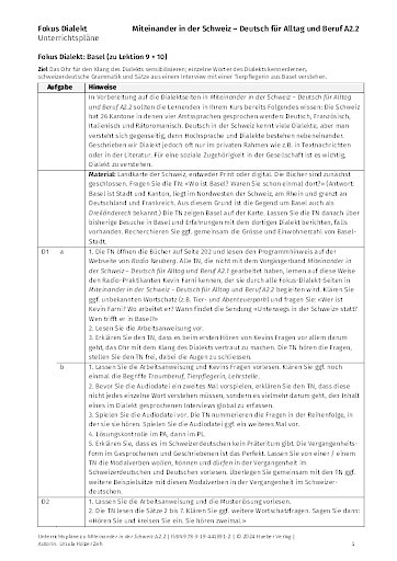 Unterrichtsplan (Fokus Dialekt)