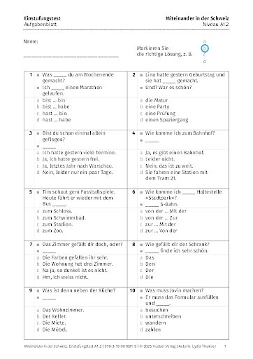 Einstufungstest – Aufgabenblatt