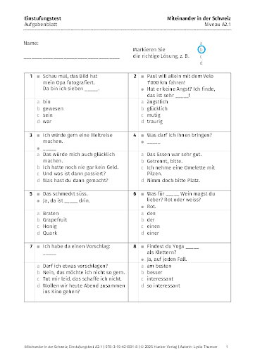 Einstufungstest – Aufgabenblatt