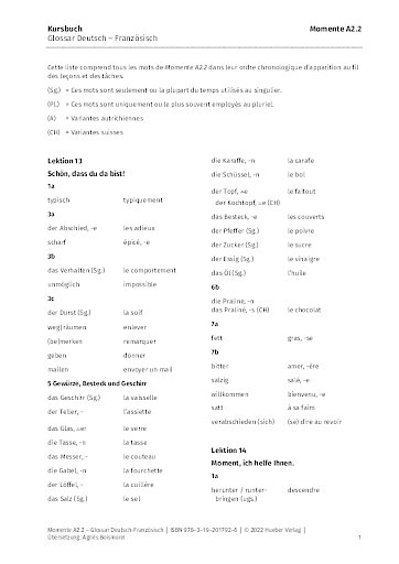 Glossar Deutsch-Französisch