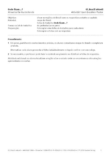 Poster Brasilien – Aktivität 1