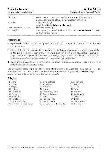 Poster Portugal – Aktivität 2