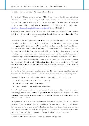 Wirksamkeit der schriftlichen Fehlerkorrektur